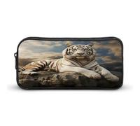 MNVTSKOP Majestic Tiger Resting on A Rock Pencil Case Large Capacity Pencil Pouch Office Pencil Bag for Men Women Desk Organizer