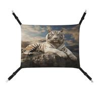MNVTSKOP Majestic Tiger Resting on A Rock Pet Hammock Breathable Cat Hanging Hammock with Adjustable Straps and Metal Hooks Plush Small Animal Soft Hideout Bed for Indoor and Outdoor