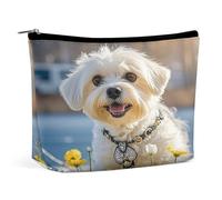 MNVTSKOP Maltese Dog Cosmetic Bag Large Capacity Travel Makeup Bag Trendy Portable Toiletry Bag for Women