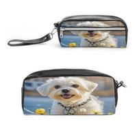 MNVTSKOP Maltese Dog Makeup Bag Small Cosmetic Travel Case Portable Stationery Organizer for Women Teacher