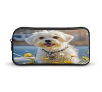 MNVTSKOP Maltese Dog Pencil Case Large Capacity Pencil Pouch Office Pencil Bag for Men Women Desk Organizer