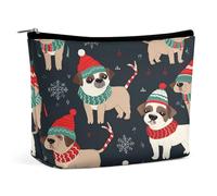 MNVTSKOP Merry Christmas Dog Cosmetic Bag Large Capacity Travel Makeup Bag Trendy Portable Toiletry Bag for Women