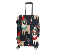 MNVTSKOP Merry Christmas Dog Luggage Covers Scratch-Resistant Washable Suitcase Cover Polyester Elastic Travel Baggage Protector for Suitcase Protector Cover, White, M