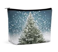MNVTSKOP Merry Christmas Pine Tree Cosmetic Bag Large Capacity Travel Makeup Bag Trendy Portable Toiletry Bag for Women