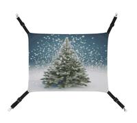 MNVTSKOP Merry Christmas Pine Tree Pet Hammock Breathable Cat Hanging Hammock with Adjustable Straps and Metal Hooks Plush Small Animal Soft Hideout Bed for Indoor and Outdoor