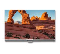 MNVTSKOP Metal Business Card Holder Slim Business Card Case Purse Name Cards Holders Arches National Park-standard Professional Businesses Cards Organizer Credit Carrier for Men Women, Arches National