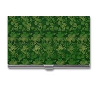 MNVTSKOP Metal Business Card Holder Slim Business Card Case Purse Name Cards Holders Background St Patrick's Day Glitter Professional Businesses Cards Organizer Credit Carrier for Men Women