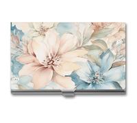 MNVTSKOP Metal Business Card Holder Slim Business Card Case Purse Name Cards Holders Blue And Light Beige Professional Businesses Cards Organizer Credit Carrier for Men Women, Blue And Light Beige