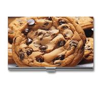MNVTSKOP Metal Business Card Holder Slim Business Card Case Purse Name Cards Holders Chocolate Cookie Professional Businesses Cards Organizer Credit Carrier for Men Women, Chocolate Cookie, 3.7 × 2.2