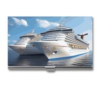 MNVTSKOP Metal Business Card Holder Slim Business Card Case Purse Name Cards Holders Cruise Ship Professional Businesses Cards Organizer Credit Carrier for Men Women, Cruise Ship, 3.7 × 2.2 × 0.3