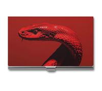 MNVTSKOP Metal Business Card Holder Slim Business Card Case Purse Name Cards Holders Curly Red Snake Professional Businesses Cards Organizer Credit Carrier for Men Women, Curly Red Snake, 3.7 × 2.2 ×