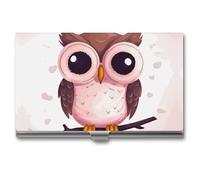 MNVTSKOP Metal Business Card Holder Slim Business Card Case Purse Name Cards Holders Cute Owl Professional Businesses Cards Organizer Credit Carrier for Men Women, Cute Owl, 3.7 × 2.2 × 0.3 Inches