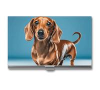 MNVTSKOP Metal Business Card Holder Slim Business Card Case Purse Name Cards Holders Dachshund Weiner Pet Dog Professional Businesses Cards Organizer Credit Carrier for Men Women, Dachshund Weiner Pet