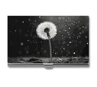 MNVTSKOP Metal Business Card Holder Slim Business Card Case Purse Name Cards Holders Dandelion Black And White Professional Businesses Cards Organizer Credit Carrier for Men Women, Dandelion Black And