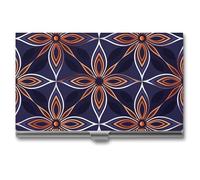 MNVTSKOP Metal Business Card Holder Slim Business Card Case Purse Name Cards Holders Dark Blue And Brown Professional Businesses Cards Organizer Credit Carrier for Men Women, Dark Blue And Brown, 3.7
