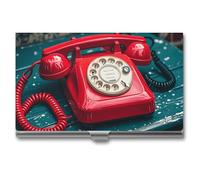 MNVTSKOP Metal Business Card Holder Slim Business Card Case Purse Name Cards Holders England UK Retro London Telephone Professional Businesses Cards Organizer Credit Carrier for Men Women, England UK