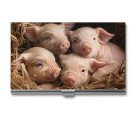 MNVTSKOP Metal Business Card Holder Slim Business Card Case Purse Name Cards Holders Four Little Pigs Professional Businesses Cards Organizer Credit Carrier for Men Women, Four Little Pigs, 3.7 × 2.2