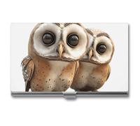 MNVTSKOP Metal Business Card Holder Slim Business Card Case Purse Name Cards Holders Funny Owl Professional Businesses Cards Organizer Credit Carrier for Men Women, Funny Owl, 3.7 × 2.2 × 0.3 Inches