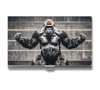 MNVTSKOP Metal Business Card Holder Slim Business Card Case Purse Name Cards Holders Gorillas in Fitness Gym Professional Businesses Cards Organizer Credit Carrier for Men Women, Gorillas in Fitness