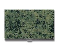 MNVTSKOP Metal Business Card Holder Slim Business Card Case Purse Name Cards Holders Green Army Digital Camouflage Professional Businesses Cards Organizer Credit Carrier for Men Women, Green Army