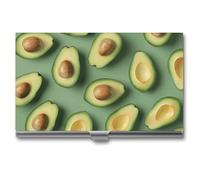 MNVTSKOP Metal Business Card Holder Slim Business Card Case Purse Name Cards Holders Green Pattern Professional Businesses Cards Organizer Credit Carrier for Men Women, Green Pattern, 3.7 × 2.2 × 0.3
