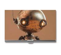 MNVTSKOP Metal Business Card Holder Slim Business Card Case Purse Name Cards Holders Little Brown Robot Professional Businesses Cards Organizer Credit Carrier for Men Women, Little Brown Robot, 3.7 ×