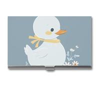 MNVTSKOP Metal Business Card Holder Slim Business Card Case Purse Name Cards Holders Little White Duck Professional Businesses Cards Organizer Credit Carrier for Men Women