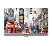 MNVTSKOP Metal Business Card Holder Slim Business Card Case Purse Name Cards Holders London Professional Businesses Cards Organizer Credit Carrier for Men Women, London, 3.7 × 2.2 × 0.3 Inches, Casual