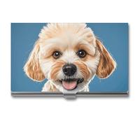MNVTSKOP Metal Business Card Holder Slim Business Card Case Purse Name Cards Holders Lover Dog Paw Professional Businesses Cards Organizer Credit Carrier for Men Women, Lover Dog Paw, 3.7 × 2.2 × 0.3