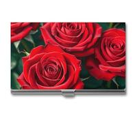 MNVTSKOP Metal Business Card Holder Slim Business Card Case Purse Name Cards Holders Many Red Rose Professional Businesses Cards Organizer Credit Carrier for Men Women, Many Red Rose, 3.7 × 2.2 × 0.3