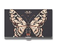 MNVTSKOP Metal Business Card Holder Slim Business Card Case Purse Name Cards Holders Moth Gothic Professional Businesses Cards Organizer Credit Carrier for Men Women, Moth Gothic, 3.7 × 2.2 × 0.3