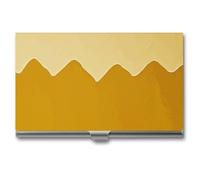 MNVTSKOP Metal Business Card Holder Slim Business Card Case Purse Name Cards Holders Mustard Yellow And Black Professional Businesses Cards Organizer Credit Carrier for Men Women, Mustard Yellow And