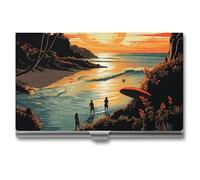MNVTSKOP Metal Business Card Holder Slim Business Card Case Purse Name Cards Holders Original Poster for Endless Summer Professional Businesses Cards Organizer Credit Carrier for Men Women
