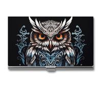 MNVTSKOP Metal Business Card Holder Slim Business Card Case Purse Name Cards Holders Owl Professional Businesses Cards Organizer Credit Carrier for Men Women