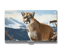 MNVTSKOP Metal Business Card Holder Slim Business Card Case Purse Name Cards Holders Panther Mountain Lion Professional Businesses Cards Organizer Credit Carrier for Men Women, Panther Mountain Lion