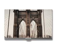 MNVTSKOP Metal Business Card Holder Slim Business Card Case Purse Name Cards Holders Photo of Brooklyn Bridge Professional Businesses Cards Organizer Credit Carrier for Men Women, Photo of Brooklyn