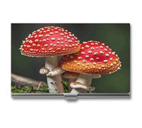 MNVTSKOP Metal Business Card Holder Slim Business Card Case Purse Name Cards Holders Red Cap Mushrooms Professional Businesses Cards Organizer Credit Carrier for Men Women, Red Cap Mushrooms, 3.7 ×