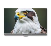 MNVTSKOP Metal Business Card Holder Slim Business Card Case Purse Name Cards Holders Spear Falcon, White Eagle Professional Businesses Cards Organizer Credit Carrier for Men Women, Spear Falcon, White