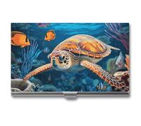 MNVTSKOP Metal Business Card Holder Slim Business Card Case Purse Name Cards Holders Tropical Fish Starfish Professional Businesses Cards Organizer Credit Carrier for Men Women, Tropical Fish Starfish