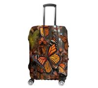 MNVTSKOP Monarch Butterflies Luggage Covers Scratch-Resistant Washable Suitcase Cover Polyester Elastic Travel Baggage Protector for Suitcase Protector Cover, White, L