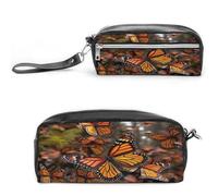 MNVTSKOP Monarch Butterflies Makeup Bag Small Cosmetic Travel Case Portable Stationery Organizer for Women Teacher