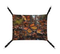 MNVTSKOP Monarch Butterflies Pet Hammock Breathable Cat Hanging Hammock with Adjustable Straps and Metal Hooks Plush Small Animal Soft Hideout Bed for Indoor and Outdoor