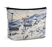 MNVTSKOP Mount Horsney Ski Lift Cosmetic Bag Large Capacity Travel Makeup Bag Trendy Portable Toiletry Bag for Women