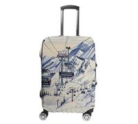 MNVTSKOP Mount Horsney Ski Lift Luggage Covers Scratch-Resistant Washable Suitcase Cover Polyester Elastic Travel Baggage Protector for Suitcase Protector Cover, White, M