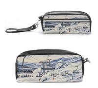 MNVTSKOP Mount Horsney Ski Lift Makeup Bag Small Cosmetic Travel Case Portable Stationery Organizer for Women Teacher