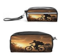MNVTSKOP Mountain Bike in The Evening Makeup Bag Small Cosmetic Travel Case Portable Stationery Organizer for Women Teacher
