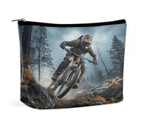 MNVTSKOP Mountain Bike Tournament Cosmetic Bag Large Capacity Travel Makeup Bag Trendy Portable Toiletry Bag for Women