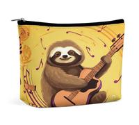 MNVTSKOP Music And Sloth Cosmetic Bag Large Capacity Travel Makeup Bag Trendy Portable Toiletry Bag for Women