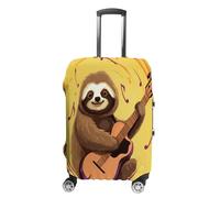 MNVTSKOP Music And Sloth Luggage Covers Scratch-Resistant Washable Suitcase Cover Polyester Elastic Travel Baggage Protector for Suitcase Protector Cover, white, L