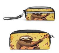 MNVTSKOP Music And Sloth Makeup Bag Small Cosmetic Travel Case Portable Stationery Organizer for Women Teacher